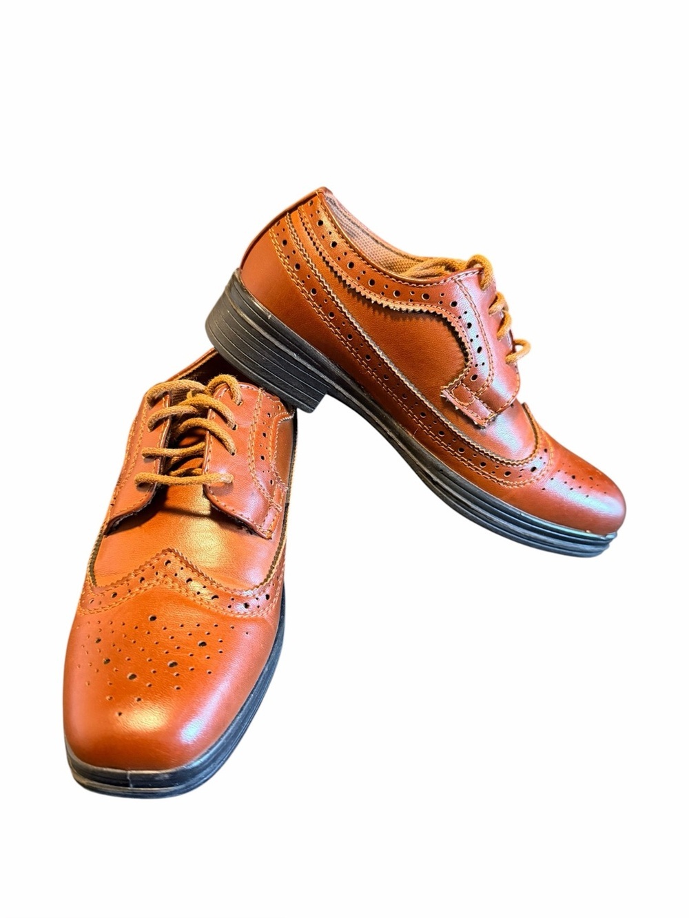 Kids Deer Stags Wingtip Oxford Dress Shoes-Luggage Color Size 12M